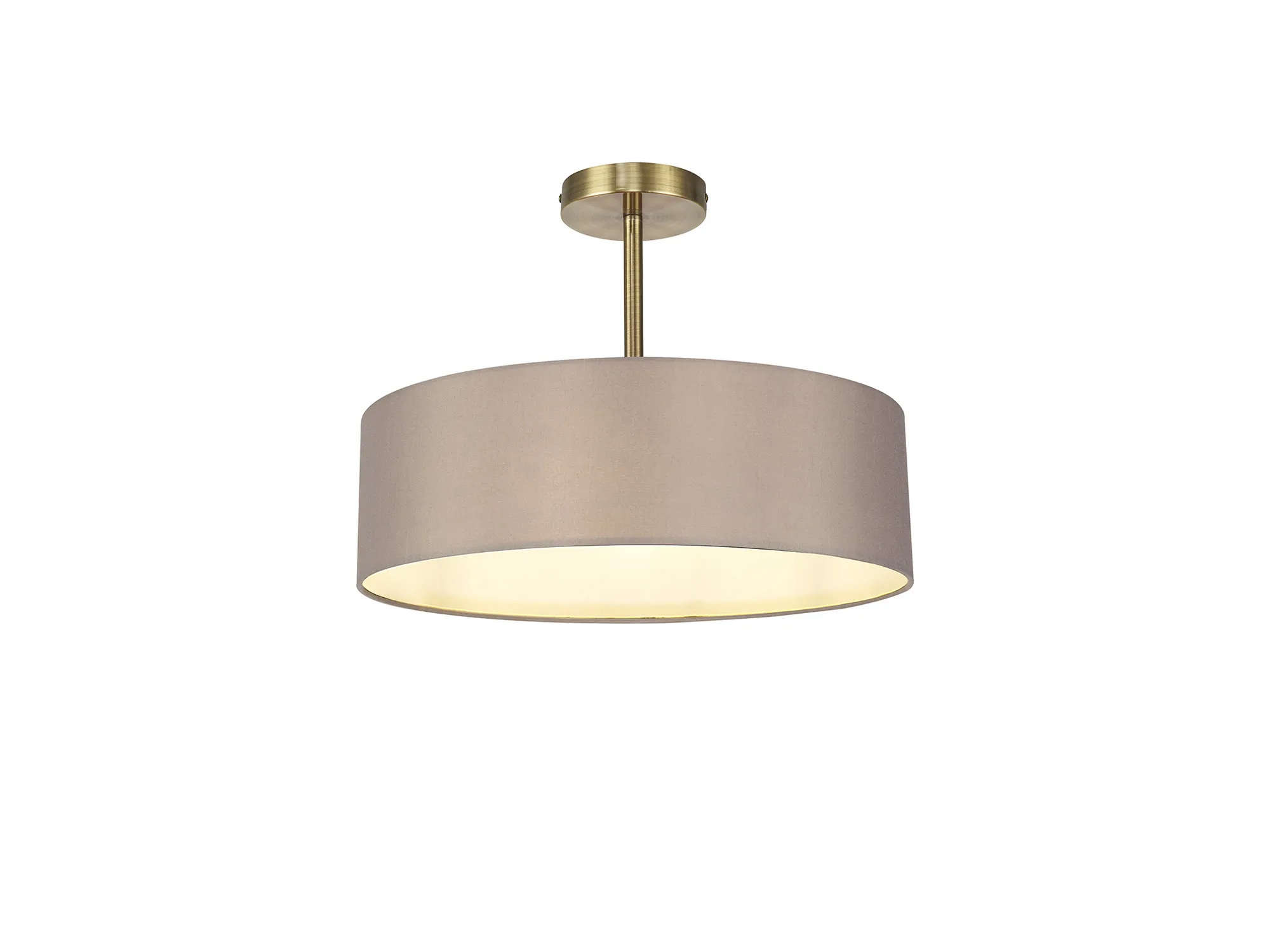 Baymont 45cm Semi Flush 5 Light Antique Brass, Grey/White